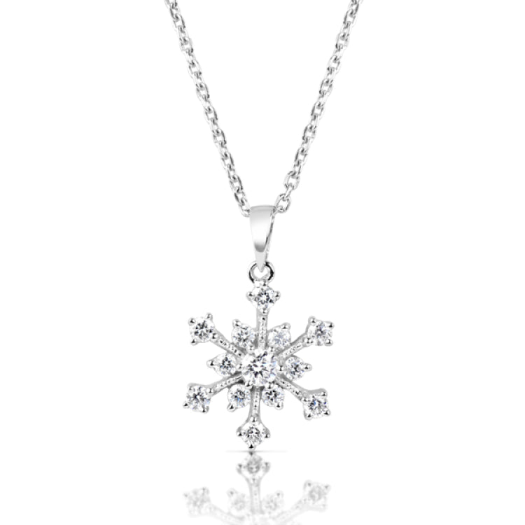 White Gold Snowflake Diamond Pendant White Gold Snowflake Diamond Pendant