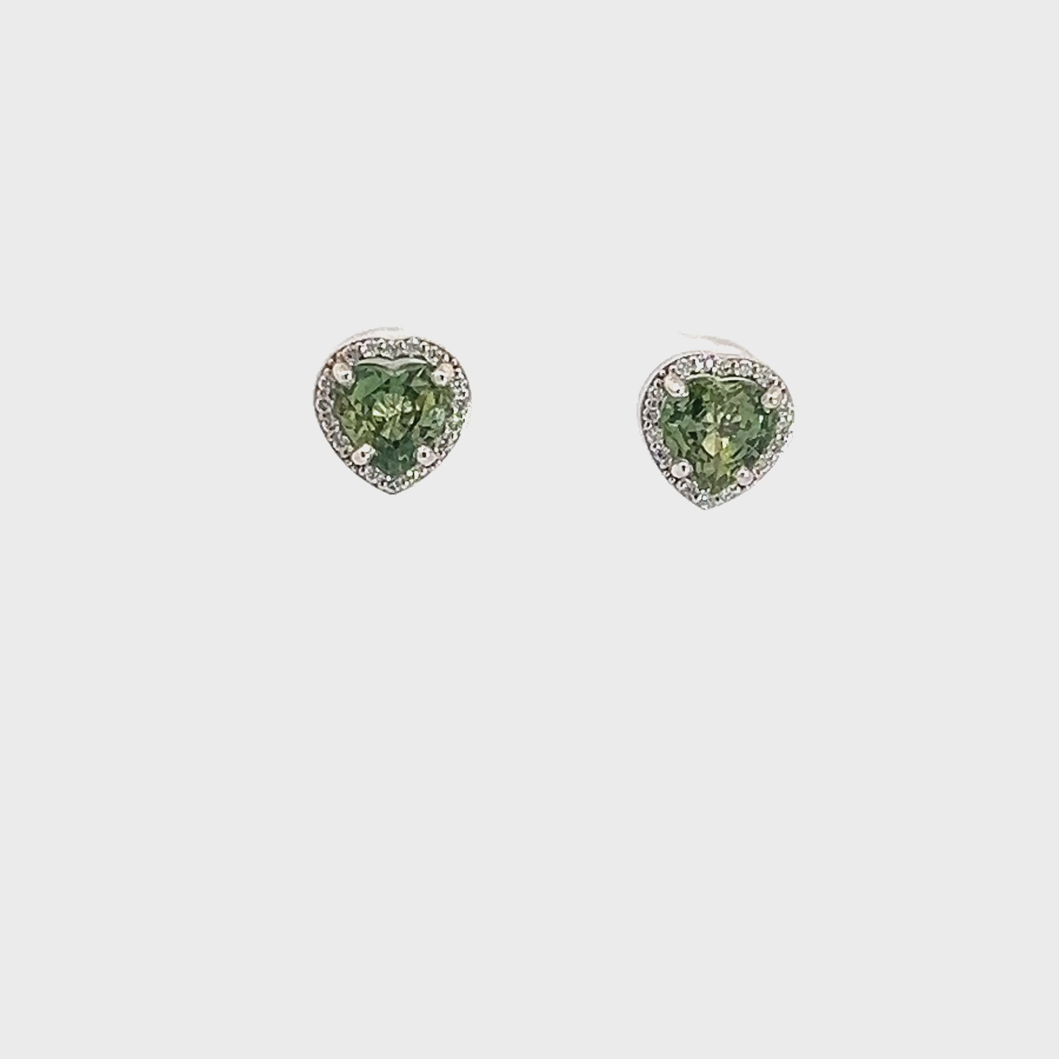 Heart-Shaped Green Sapphire Earrings