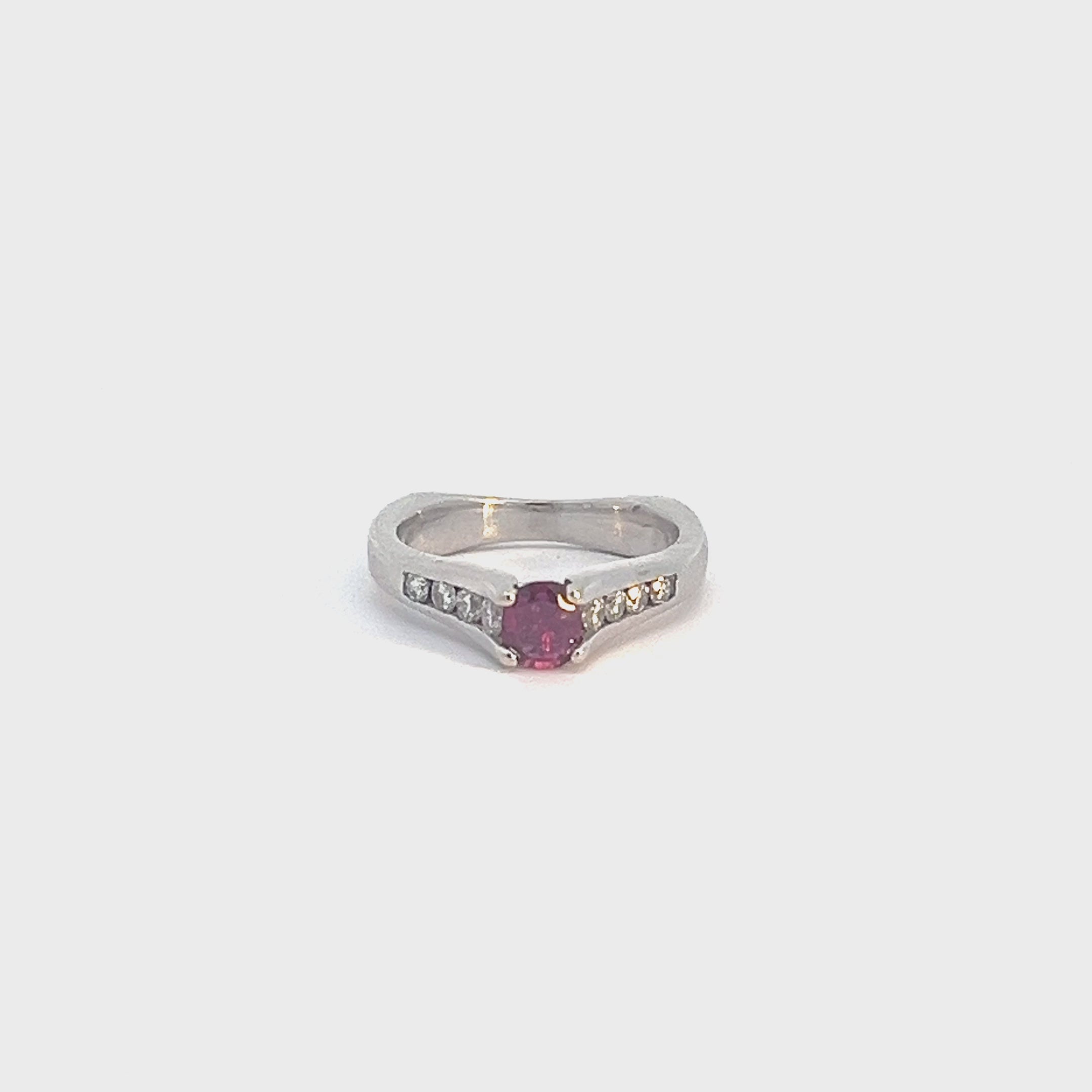 White Gold Ring with Rubies and Diamonds