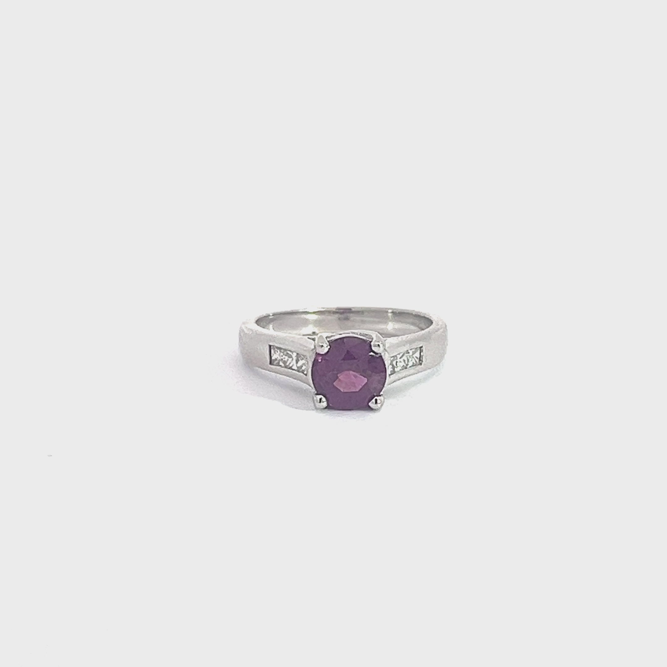 Classic 1.75ct Purple Sapphire and Diamond Ring