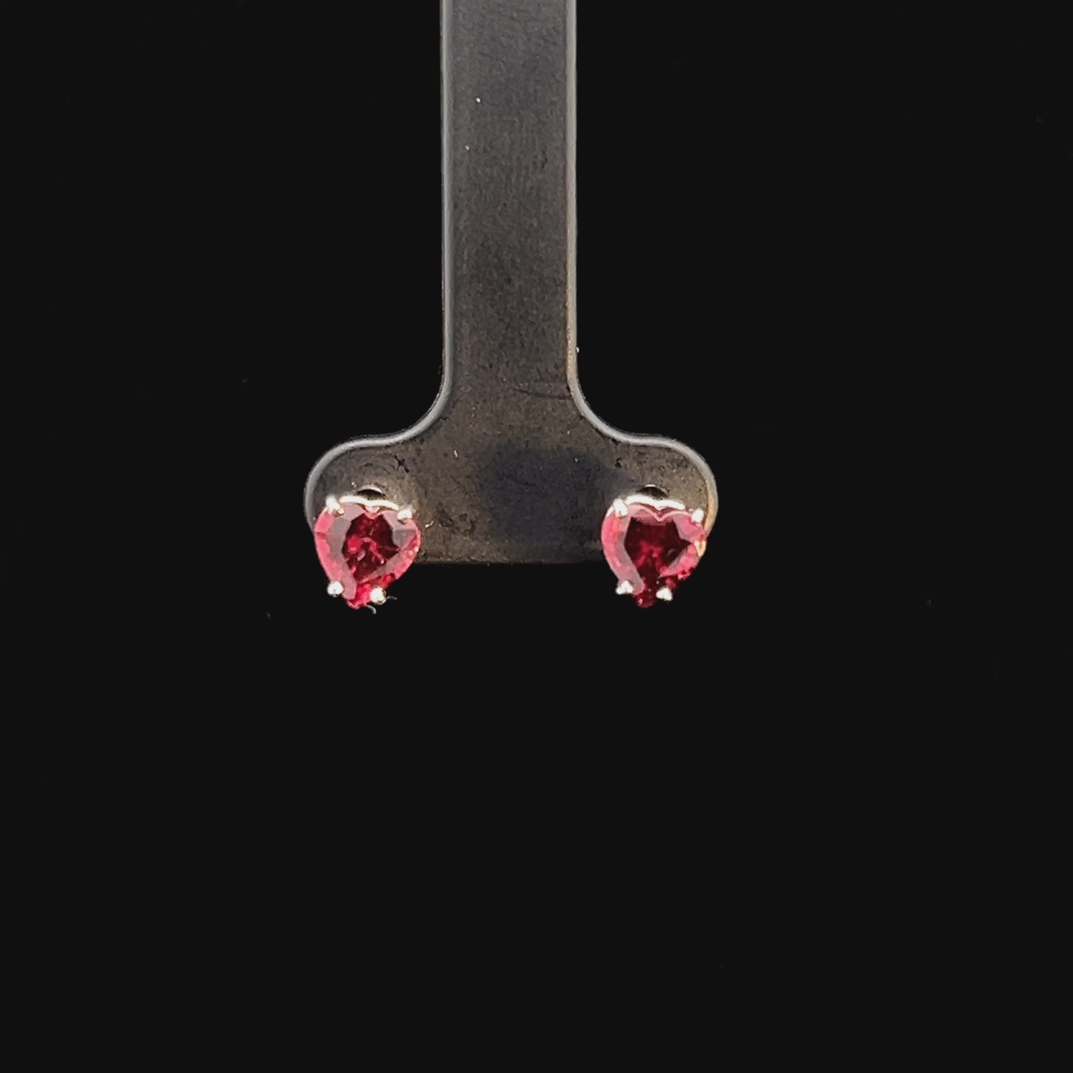 Heart Shape Garnet Stud Earrings
