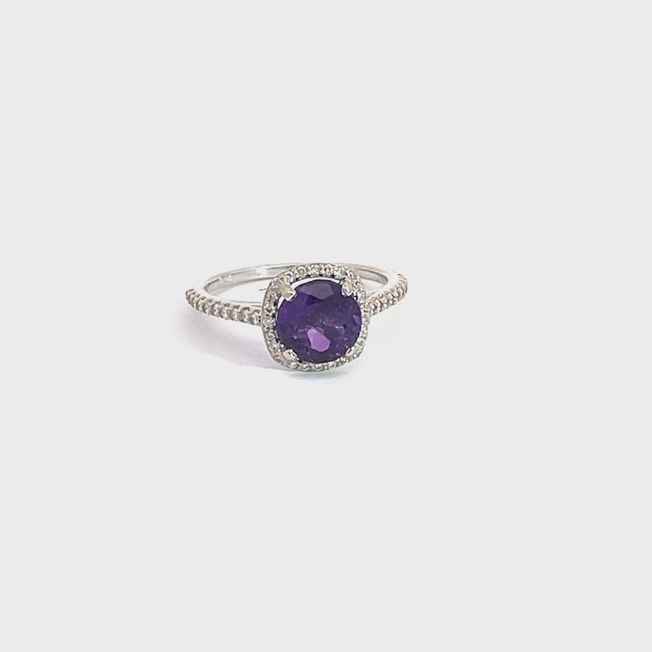 Amethyst Halo Ring