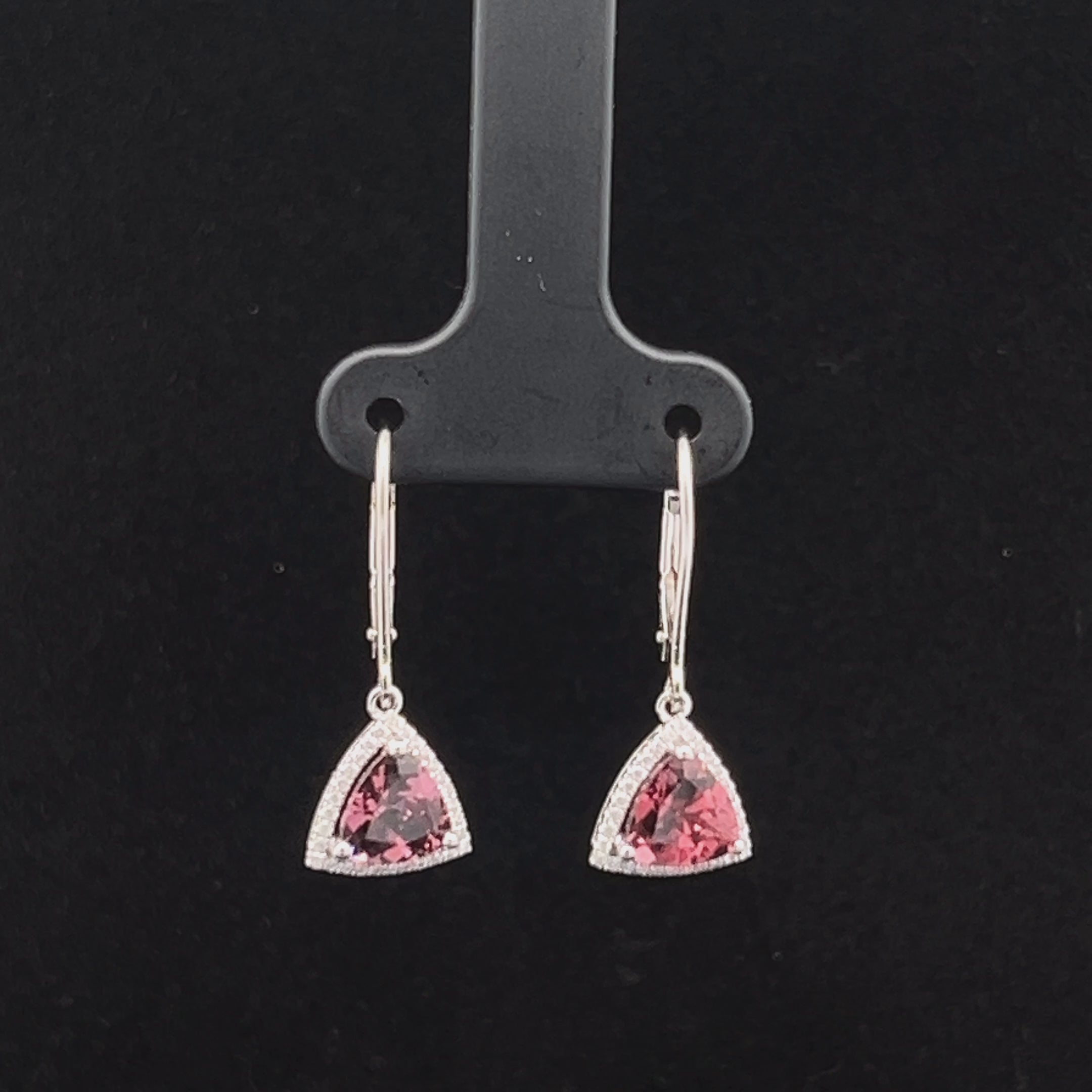 Pink Tourmaline Trillion Earrings