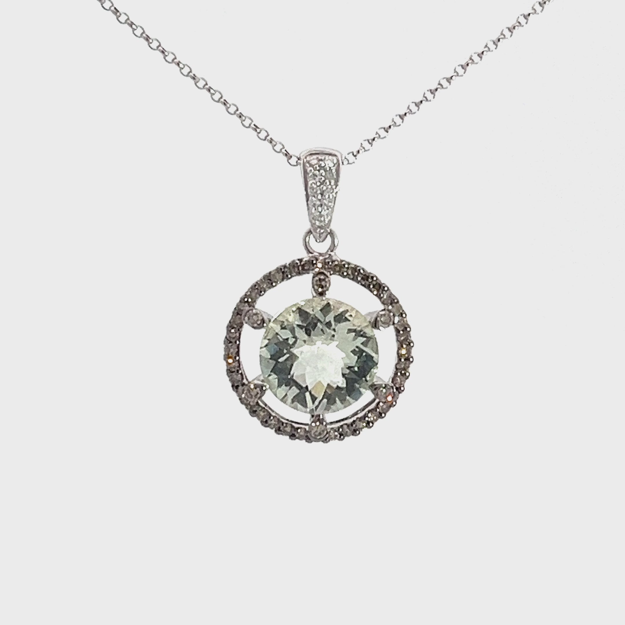 Prasiolite (Green Quartz) and Diamond Necklace