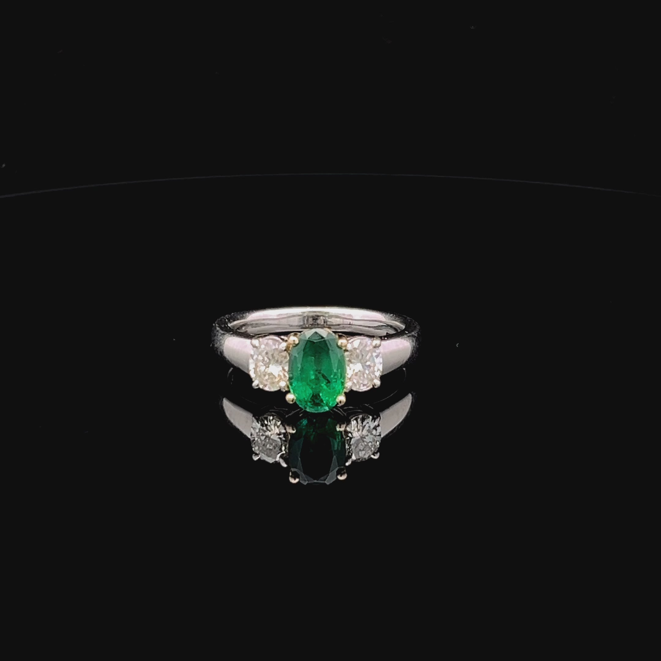 Three-Stone Emerald and Diamond Ring