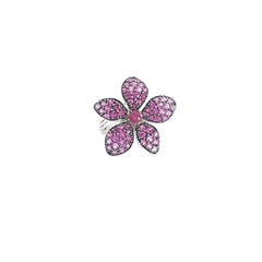 Ruby Plumeria Flower Ring