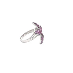 Ruby Plumeria Flower Ring