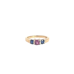 Ruby and Sapphire Three Stone Ring