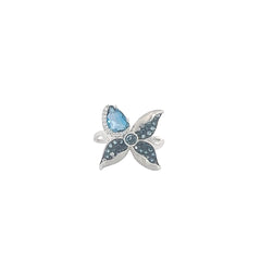 Blue Topaz Flower Ring
