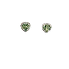 Heart-Shaped Green Sapphire Earrings
