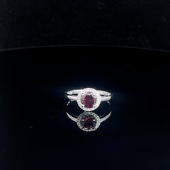 Garnet Halo Ring