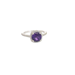 Amethyst Halo Ring