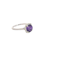 Amethyst Halo Ring