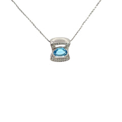 Blue Topaz and Diamond Pendant