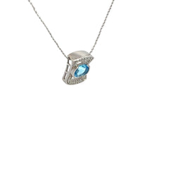 Blue Topaz and Diamond Pendant