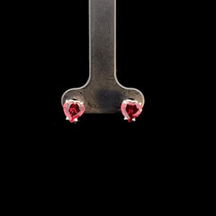 Heart Shape Garnet Stud Earrings