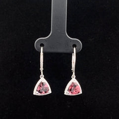 Pink Tourmaline Trillion Earrings