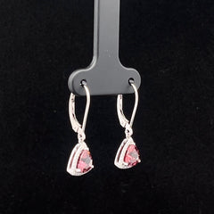 Pink Tourmaline Trillion Earrings