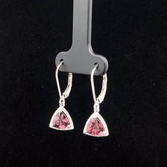Pink Tourmaline Trillion Earrings
