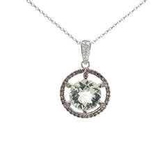 Prasiolite (Green Quartz) and Diamond Necklace
