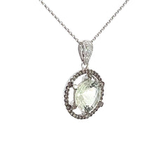 Prasiolite (Green Quartz) and Diamond Necklace