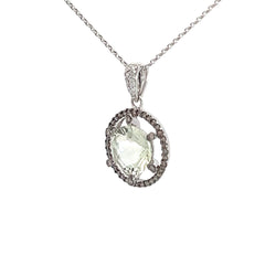Prasiolite (Green Quartz) and Diamond Necklace