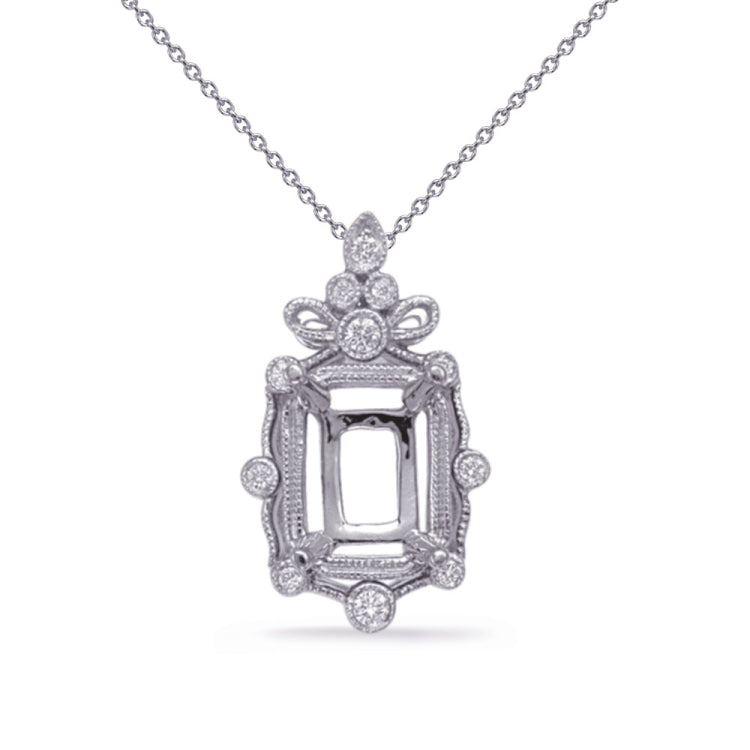 White Gold Diamond Pendant 8x6 Ec Center