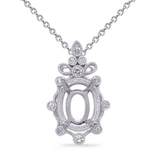 White Gold Diamond Pendant 7x5mm Oval