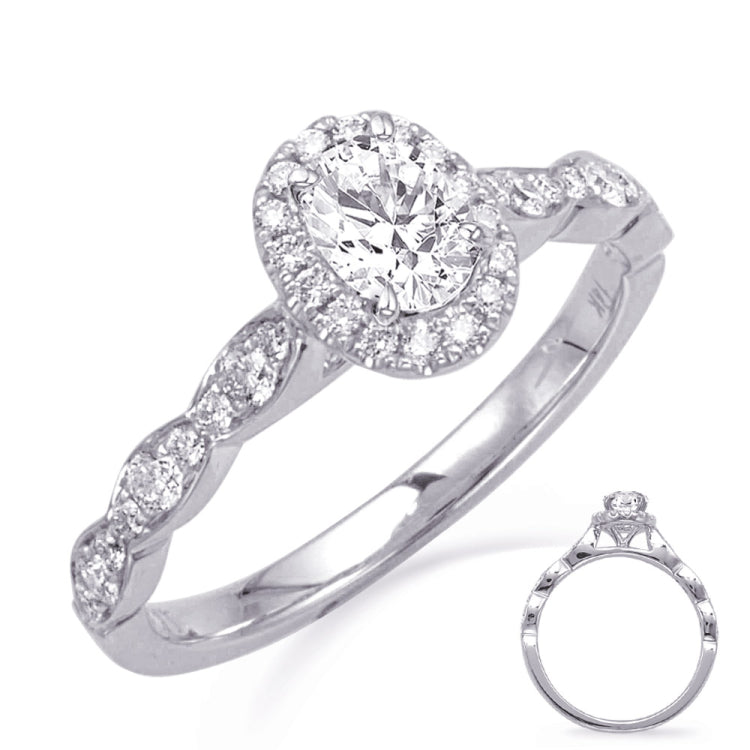 White Gold Oval Halo Engagement Ring