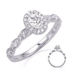 White Gold Oval Halo Engagement Ring