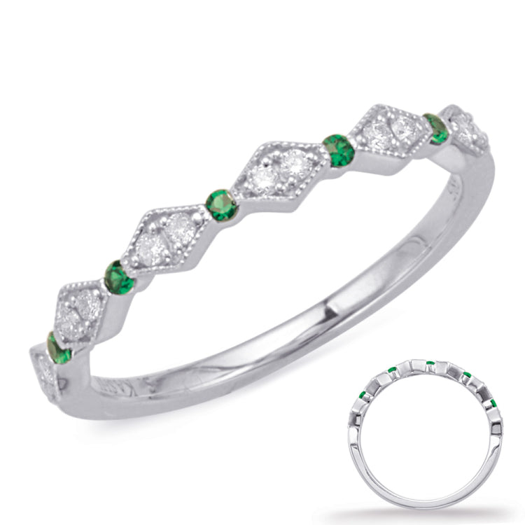 White Gold Emerald & Diamond Ring