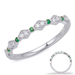 White Gold Emerald & Diamond Ring