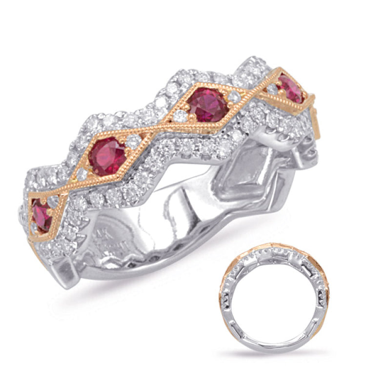 Rose & White Gold Ruby & Diamond Ring
