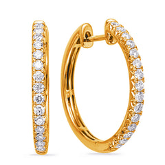 Yellow Gold Diamond  Hoop Earing