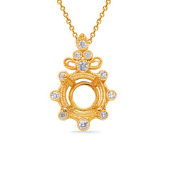 Yellow Gold Diamond Pendant For 3/4ct