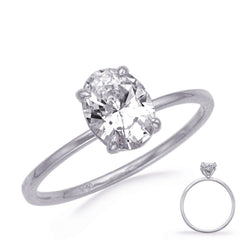 White Gold Engagement Ring 9x7mm oval