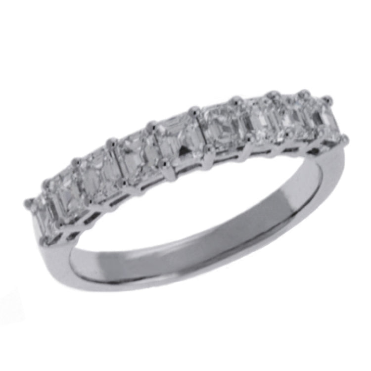 14 KT Emerald Cut Shape White Gold Diamond Emerald Cut Band