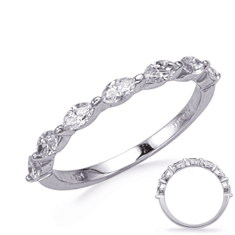 14 KT Marquise Shape White Gold Diamond Marquise Band