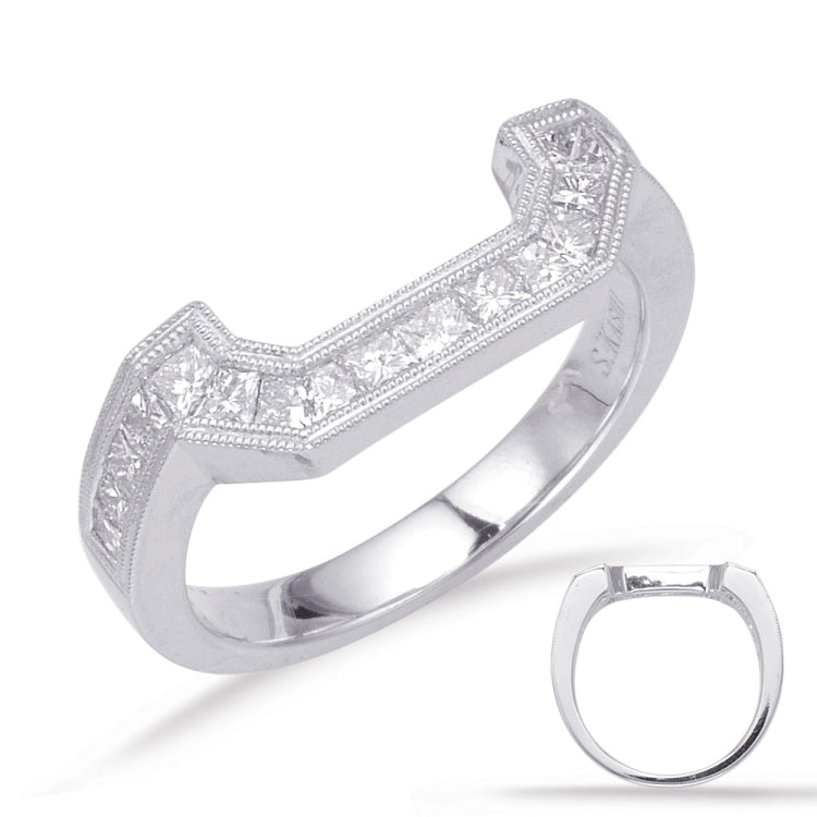 14 KT Princess Shape White Gold Matching Band