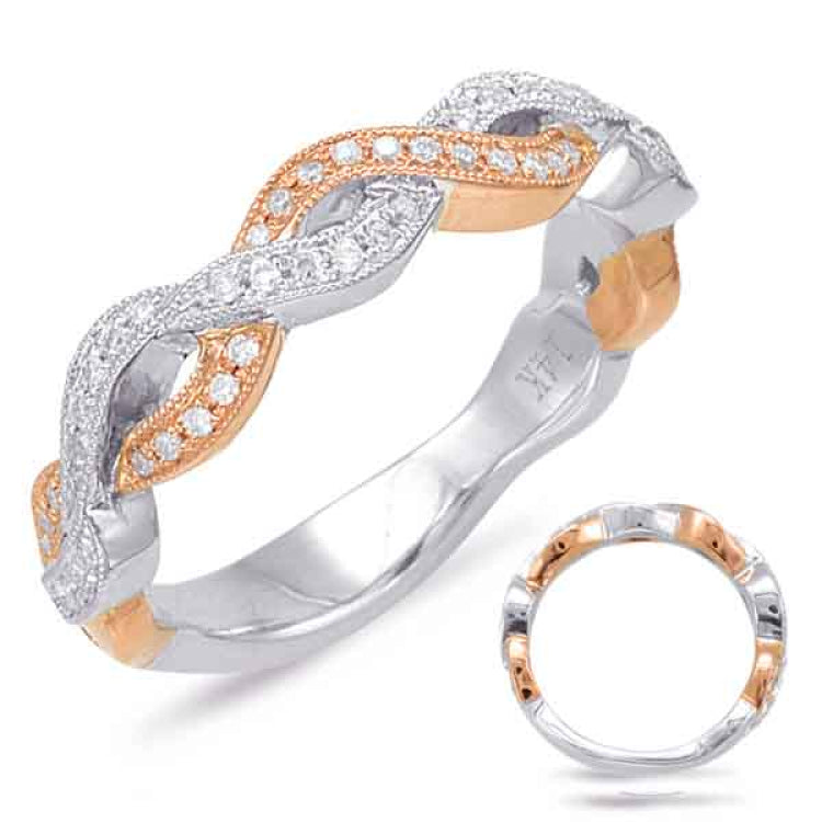 14 KT Rounds Shape White & Rose Gold Matching Band
