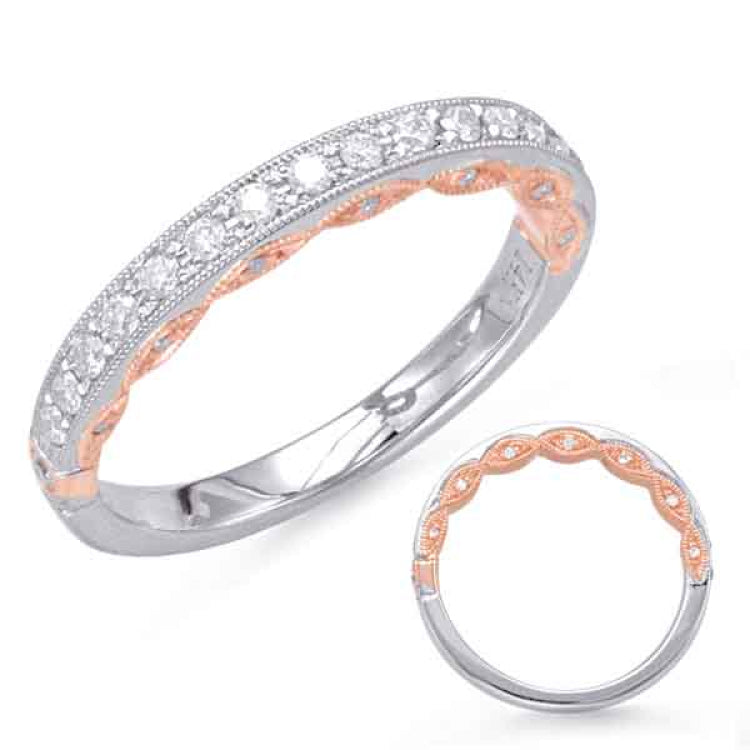 14 KT Rounds Shape Rose & White Gold Matching Band