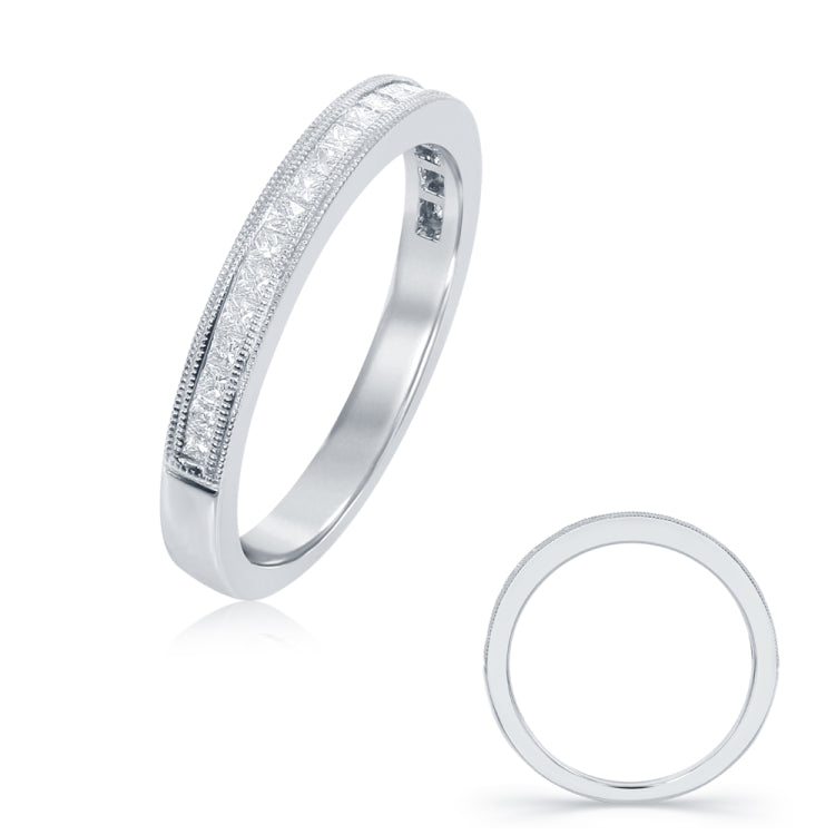 14 KT Princess Shape White Gold Wedding Band