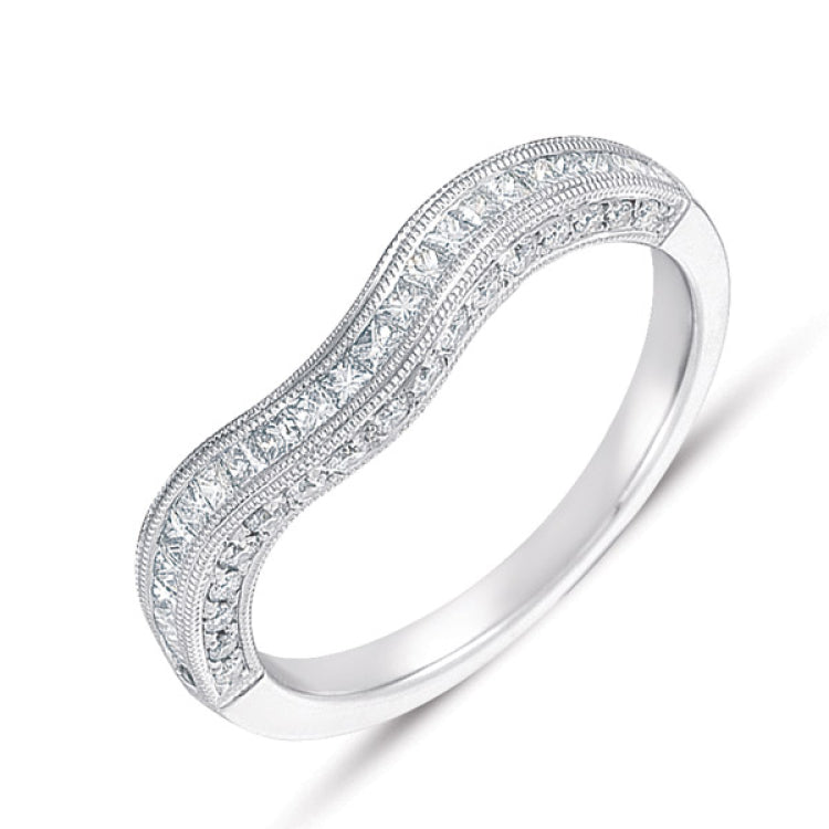 14 KT Princess Shape White Gold Matching Band