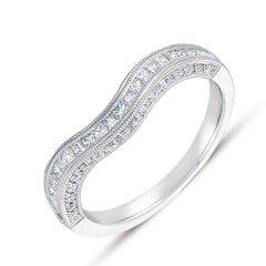 14 KT Princess Shape White Gold Matching Band
