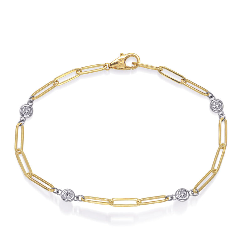 14 KT Rounds Shape Yellow Gold Diamond Bracelet