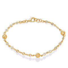 14 KT Rounds Shape Yellow Gold Diamond Bracelet