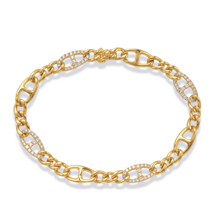 14 KT Rounds Shape Yellow Gold Diamond Bracelet