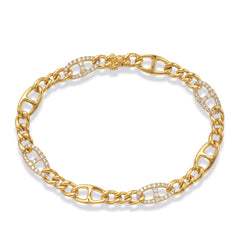 14 KT Rounds Shape Yellow Gold Diamond Bracelet