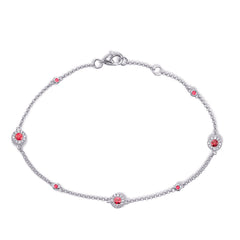 14 KT Rounds Shape White Gold Ruby & Diamond Bracelet