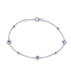 14 KT Rounds Shape White Gold Sapphire & Diamond Bracelet